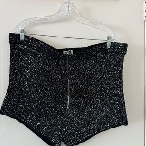 Elegant Black Sequin High Waist Women's Shorts